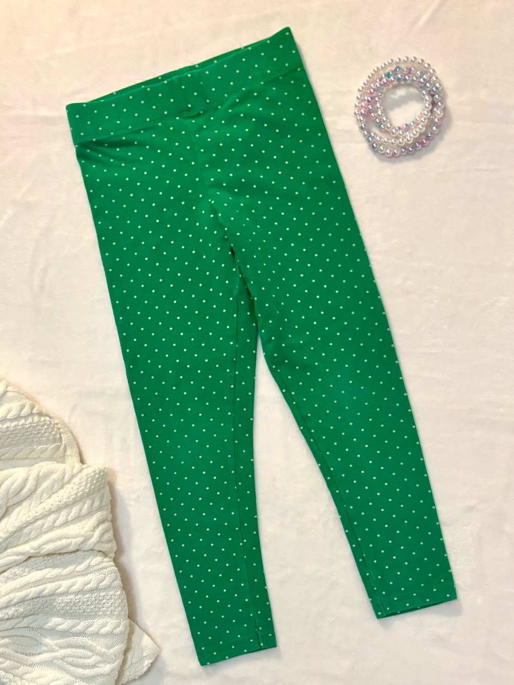 Mini Boden Green Polka Dot Leggings | Size 5–6 (116 cm) | Excellent